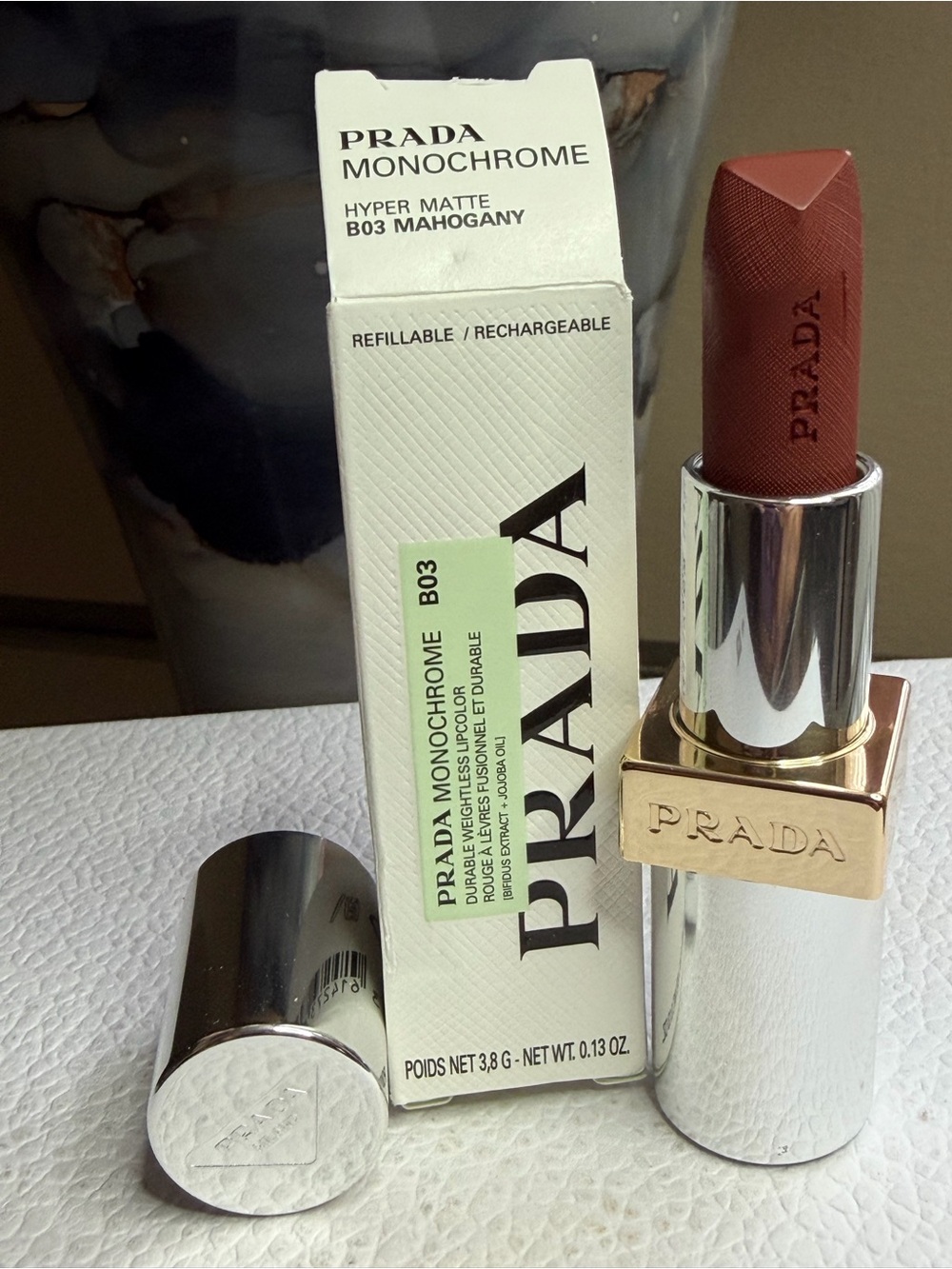 Prada Monochrome Refillable Lipstick — B03-Mahogany Hypermatte - Picture 6 of 7